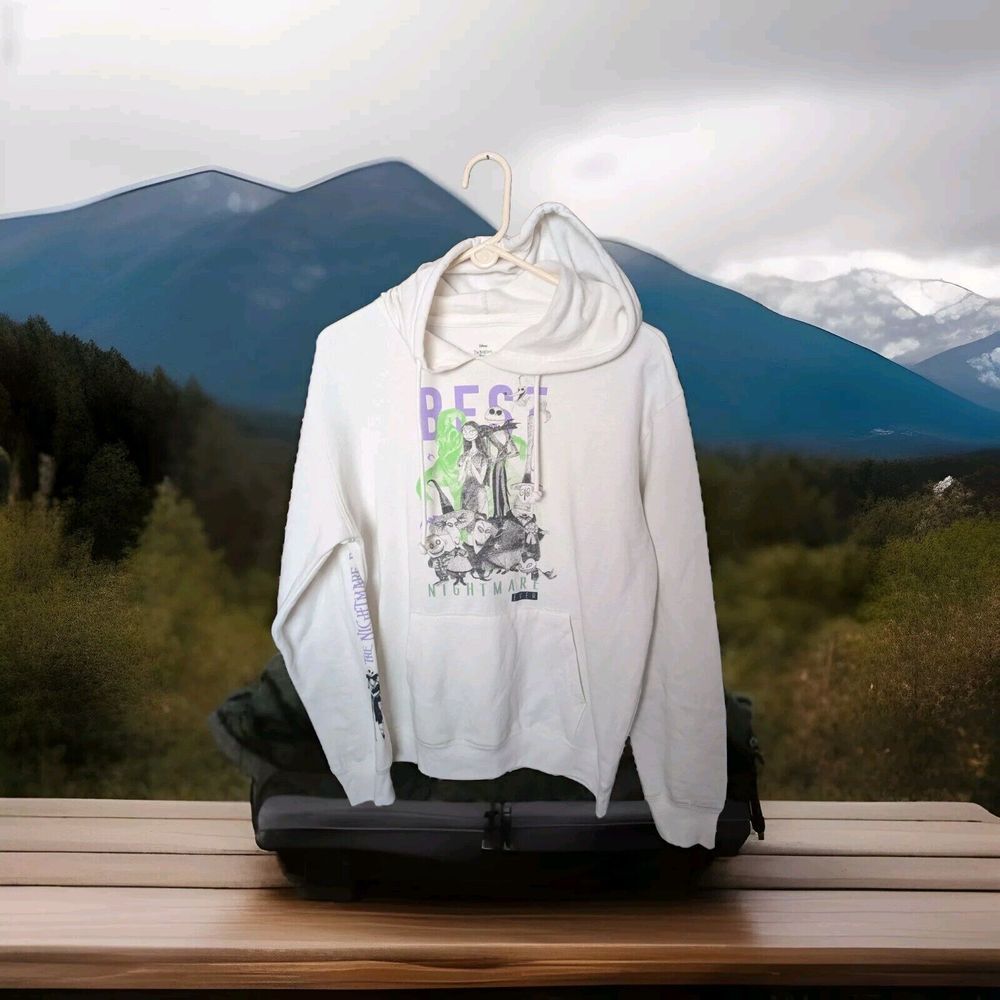 Disney The Nightmare Before Christmas Hoodie Sweatshirt Womens JRS Pullover LG